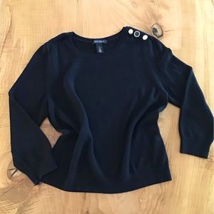 WHBM Black Jewel Neck Sweater, Size M